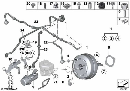 Vacuum pump for BMW F30, F10, F10N, F01N, F02N (OEM 34336857404). Genuine BMW.
