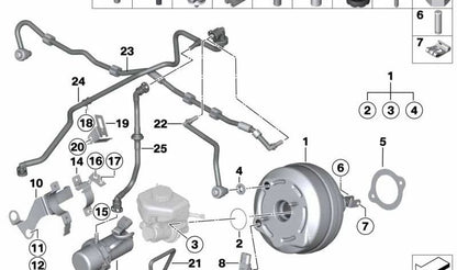 Vacuum tube with OEM 11667613026 anti -backs valve for BMW F20, F20N, F21, F21N, F22, F22N, F23, F23N, F87, F87N, F30, F30N, F31, F31N, F34, F34N, F35, F35N, F32, F32, F32N, F32N, F32N, F32N, F32N, F32N, F32N, F32N, F32N. F33N, F36, F36n. BMW d'origine.