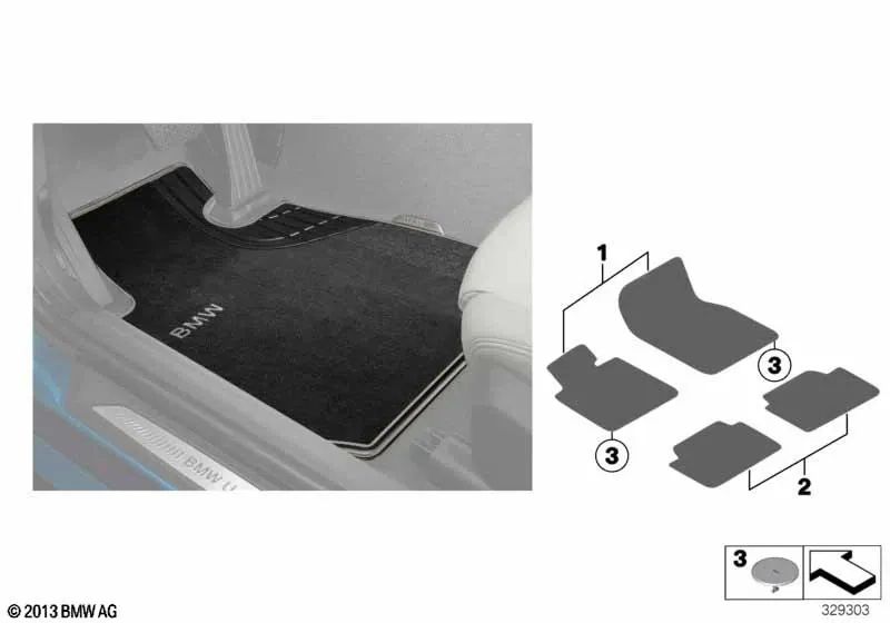Alfombrillas Textil Sport delanteras para BMW Serie 3 F30, F31, F34, F80 (OEM 51472293358). Original BMW
