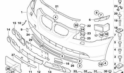 Guía de aire de freno delantero derecha OEM 51117033704 para BMW Serie 5 E60, E61. Original BMW.