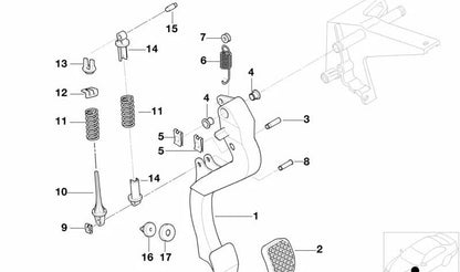 Cappo di cuscino del pedale della frizione per BMW E46, E39, E38, E85, E86, E89, E52 (OEM 35316750569). BMW originale