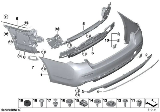 Doublage de pare-chocs arrière inférieur pour la série BMW 5 G30N, G31N (OEM 51129498614). BMW d'origine