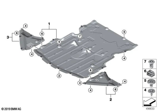 Lower left cover for BMW I12, I15 (OEM 51757499363). Original BMW