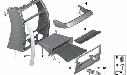 Moldura decorativa esquerda OEM 51169178353 para BMW F07 (Série 5 GT). BMW originais.
