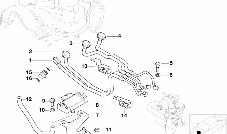 Manguito de aire OEM 13821432211 para BMW E34, E36. Original BMW