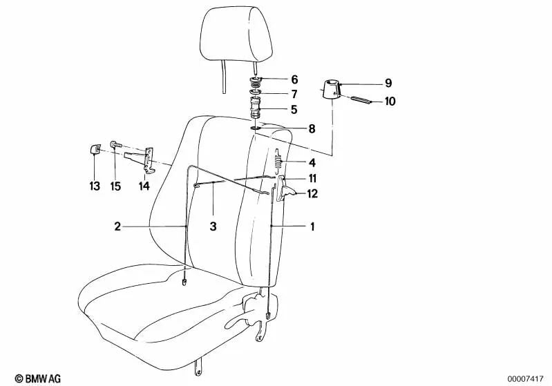 Cable de ajuste de asiento OEM 52108106309 para BMW Serie 3 E30, 318i, 320i... y más. Original BMW.
