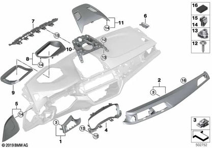 Blende de Instrumentos para BMW Serie 5 F90, G30, G31, Serie 6 G32 (OEM 51459387222). Original BMW