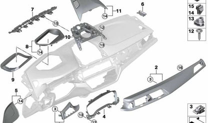 Embellecedor cuadro instrumentos OEM 51459329530 para BMW G30, G30N, G31, G31N, G32, G32N. Original BMW.