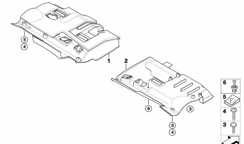 Couverture inférieure OEM 51457036390 pour BMW Z4 E85, E86 (2.0i, 2.2i, 2.5i, 2.5Si, 3.0i). Pièce BMW originale.