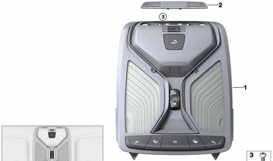 Módulo central techo OEM 61315A5A501 para BMW G20, G20N, G21, G21N, G28, G22, G26, G26E, G30, G30N, G31, G31N, G32, G32N, G01, G01N, G08, G08E, G02, G02N, G05. Original BMW.