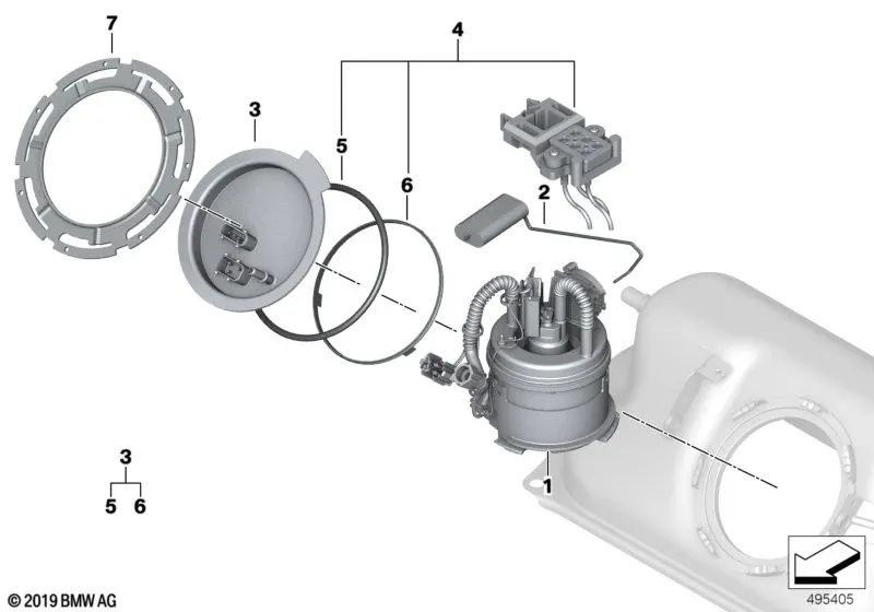 Supply unit with intank pump for BMW I01, I01N (OEM 16117381652). Original BMW.