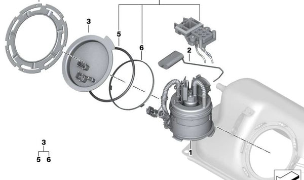 Sensor de presión y temperatura OEM 16147426661 para BMW i3 I01 {i3 60Ah Rex, 94Ah Rex, 120Ah Rex}. Compatible con modelos automáticos con tracción trasera. Original BMW.