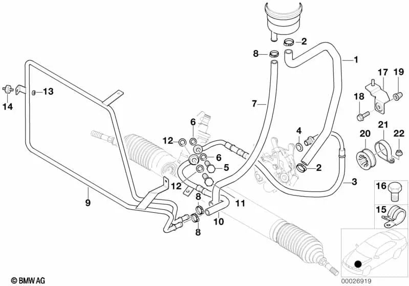 Tubo de presión para BMW E46, F30, F80 (OEM 32416754173). Original BMW.