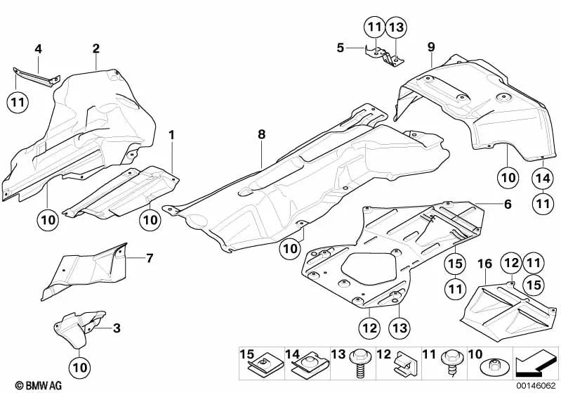 Heat insulation rear right silencer for BMW Z4 E85, E86 (OEM 51487895576). Original BMW