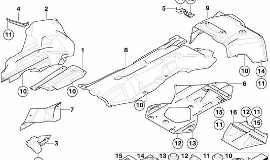 Tunnel d'isolation thermique pour BMW Z4 E85, E86 (OEM 51487895447). BMW d'origine