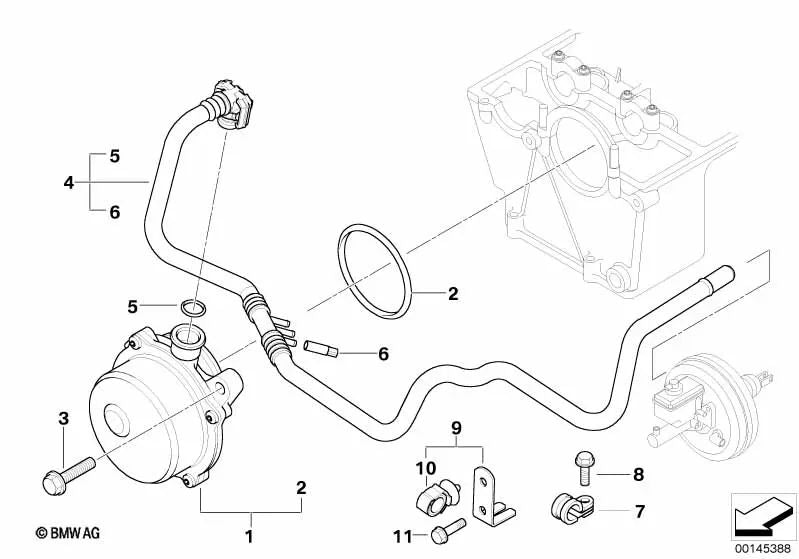 Tubería de vacío para BMW E65 (OEM 11667792450). Original BMW
