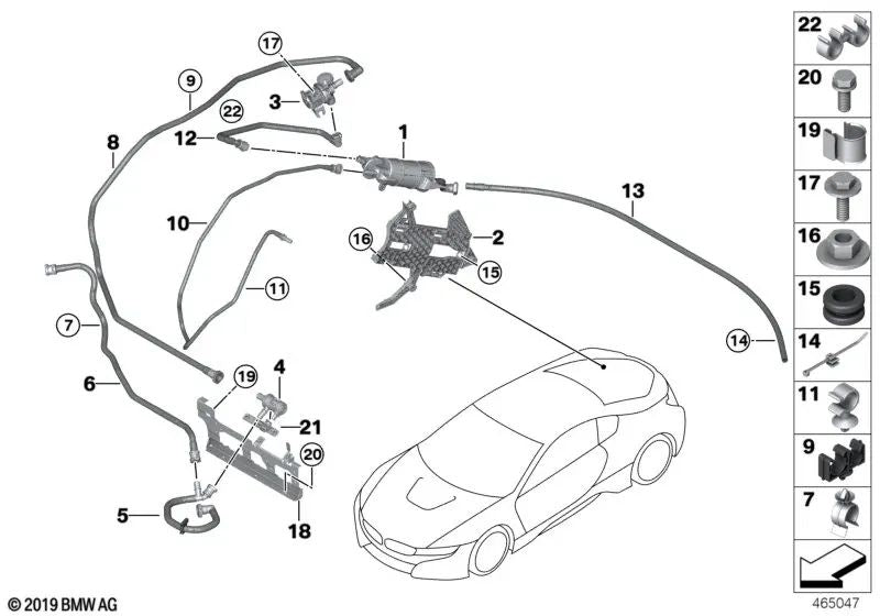 Adapterplatte für BMW I I12, I15 (OEM 16117378063). Original BMW.