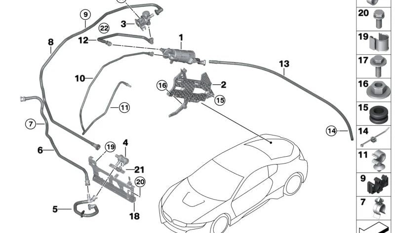 BMW -Kabel -Support -Serie 1 F20, F20N, Serie 3 F30, F31, F34, F35, F80, 4 F32, F33, F36, F82, I12, I15, Mini F55, F56, F57 (OEM 07147247495). Original BMW