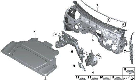 Scheda del telaio laterale sinistro OEM 51489484179 per BMW 2 G42 (218i, 220i, 220d, 230i, 230i XDrive). BMW originale.