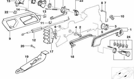 Left lever for BMW 5 Series E34 (OEM 51211944011). Original BMW.