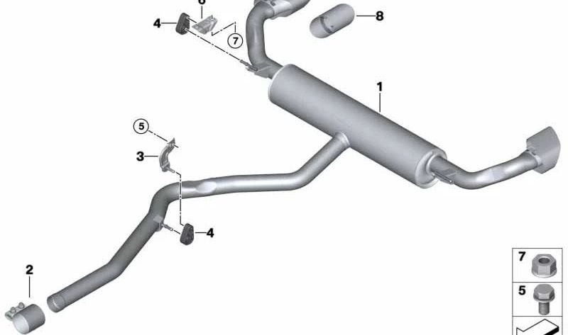 Silencioso trasero OEM 18308577911 para BMW X5 F15 y X6 F16 xDrive30d (2013–2019). Original BMW.