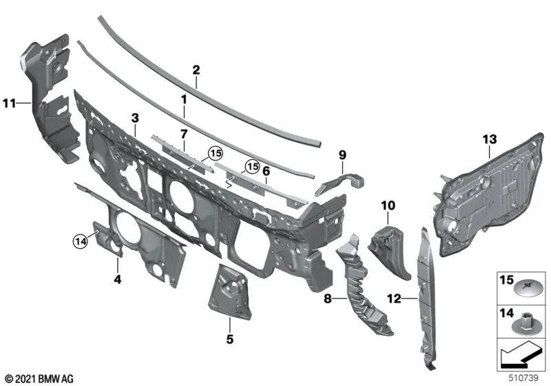 Left side frame seal for BMW I20 (OEM 51487948157). Original BMW.