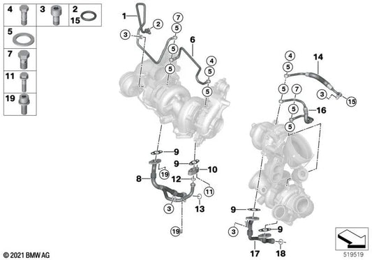 Flange for BMW 5 Series G30, G31, 7 Series G11, G11N, G12, G12N, X5 G05, X6 G06, X7 G07 (OEM 11658473169). Genuine BMW