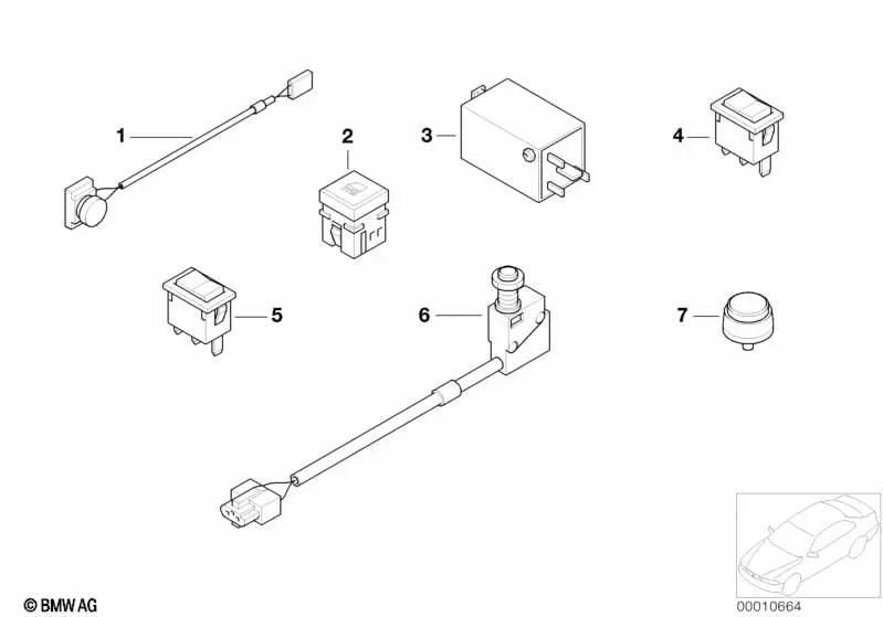 Hinterer Lesenschalter für BMW E39 (OEM 61311391299). Original BMW