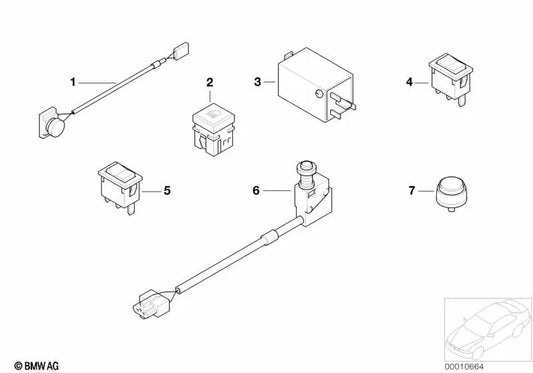 Hinterer Lesenschalter für BMW E39 (OEM 61311391299). Original BMW