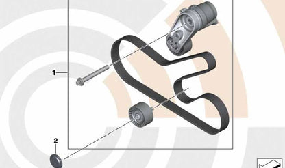 Kit correa auxiliar bomba agua y alternador OEM 11282457049 para BMW F20, F20N, F21, F21N, F22, F23, F30, F31, F34, F35, F35N, F32, F33, F36, F25, F26. Original BMW.