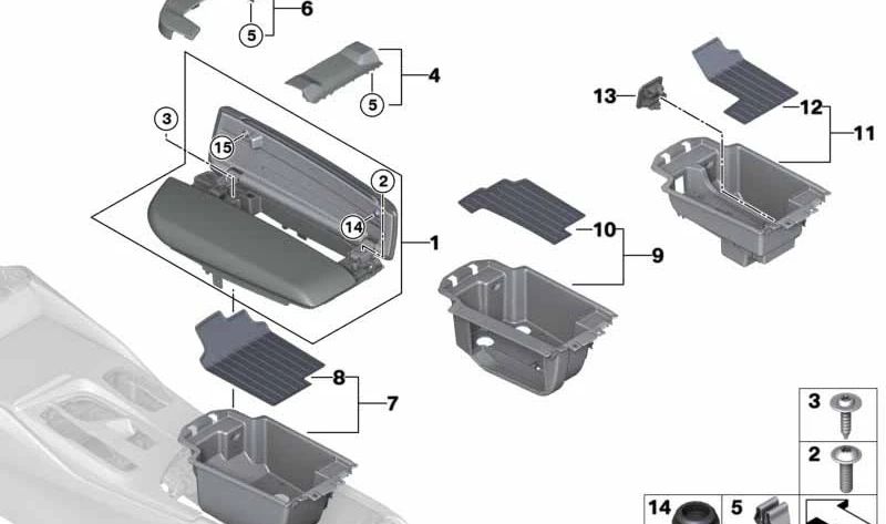 Rubber Shock Absorber Center Armrest for BMW F90, G30, G31, G32 (OEM 51166995514). Original BMW