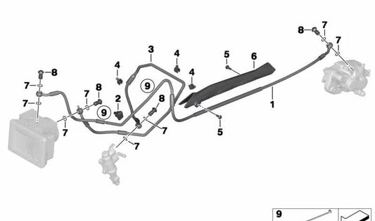 OEM rear brake pipe 3432852655 for bmw R1200GS motorcycles, R1250Gs, R1200gs Adventure ... and more. Original BMW Motorrad.