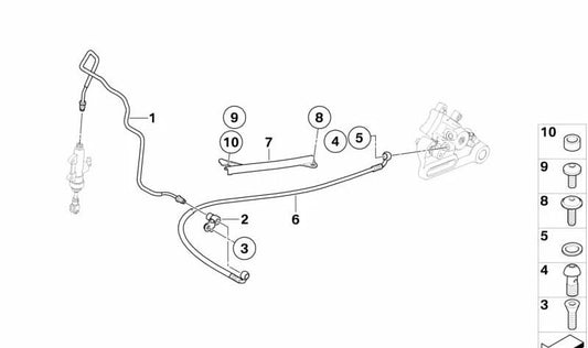 Latiguillo de freno trasero OEM 34328530488 para BMW Motorrad F650GS, F700GS, F800GS, F800GS Adventure, F800R, F800S, F800ST. Original BMW Motorrad.