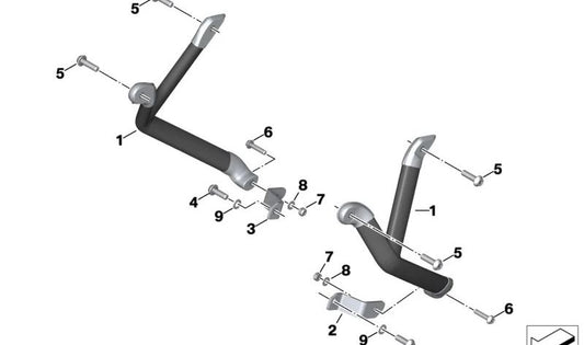 Supporto sinistro OEM 77148403487 per moto BMW S 1000 XR, M 1000 XR. BMW Motorrad originale.