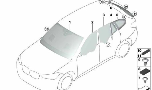Vidro de proteção solar para Luneta traseiro para BMW F48 (OEM 51319450532). BMW original