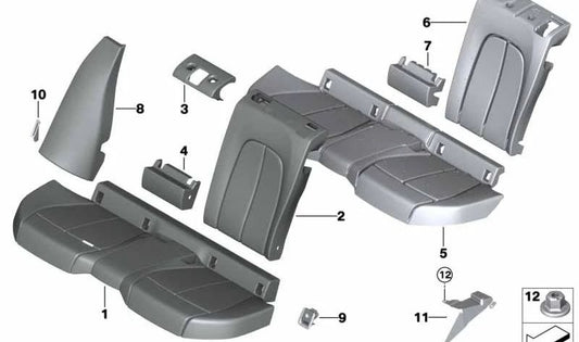 Funda asiento trasero símil cuero antracita OEM 52209108152 para BMW Serie 1 F40 (116d, 116i, 118d, 118i) todos los motores y versiones (2019-2024). Original BMW.