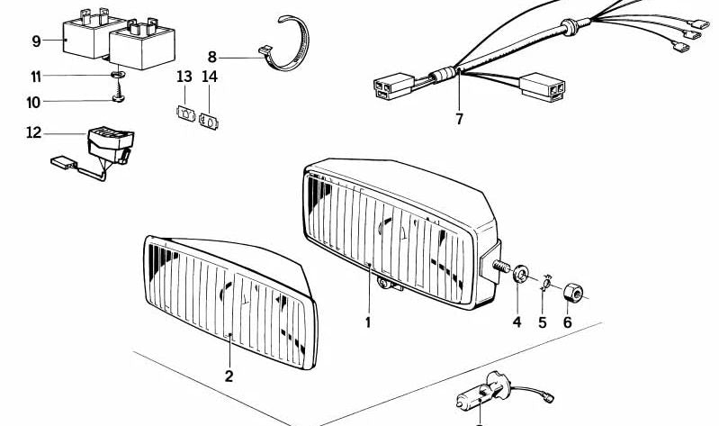Cableado para faros adicionales OEM 61121243719 para BMW R45, R65, R80, R100. Original BMW Motorrad.