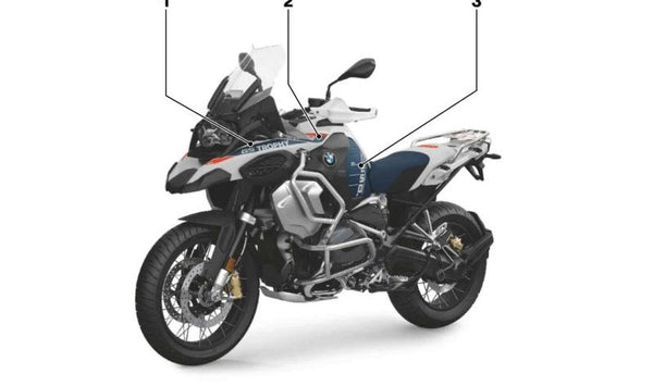 Decoración de depósito de combustible izquierdo OEM 51147108773 para motos BMW R 1250 GS Adventure, R 1200 GS Adventure. Original BMW Motorrad.