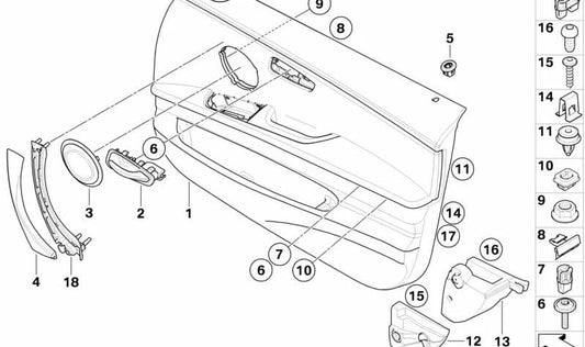 Links vordere Stofftür für BMW 3 E90N -Serie, E91N (OEM 51419167811). Original BMW