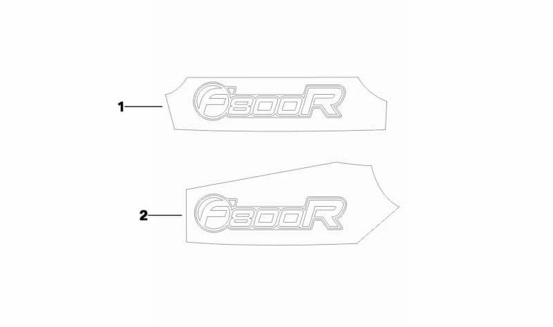 Emblema lateral derecho "F800R" OEM 46637728438 para BMW Motorrad F 800 R (FK73, 2009-2014). Original BMW Motorrad.