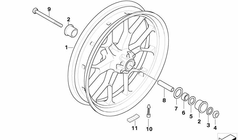 Eje delantero OEM 36317711810 para BMW Motorrad G 650 X (GK15) 2006-2009. Recambio original BMW Motorrad.