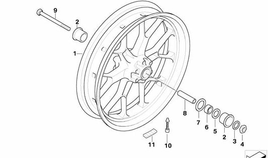 Roda dianteira fundida OEM 36317708792 para motocicletas BMW G 650 X. Originais BMW Motorrad.