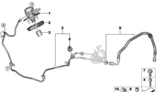 Bomba de alta presión de combustible OEM 13518648176 para BMW F90, G30, G31, G90, G99, G11, G12, G70, F91, F92, F93, G14, G15, G16, G05, F95, G06, F96, G07, G09. Original BMW.
