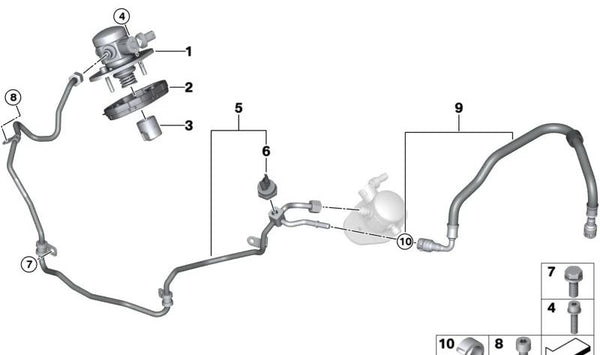 Bomba de alta presión de combustible OEM 13518648176 para BMW F90, G30, G31, G90, G99, G11, G12, G70, F91, F92, F93, G14, G15, G16, G05, F95, G06, F96, G07, G09. Original BMW.