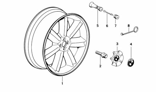 Tapacubo central OEM 36132294029 para BMW Z1 (E30) con llantas Sternspeichen Styling 10. Original BMW.