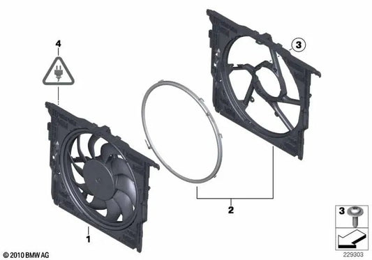 Fan frame with acoustic ring for BMW F06, F06N, F01, F01N, F02, F02N (OEM 17427601953). Original BMW.