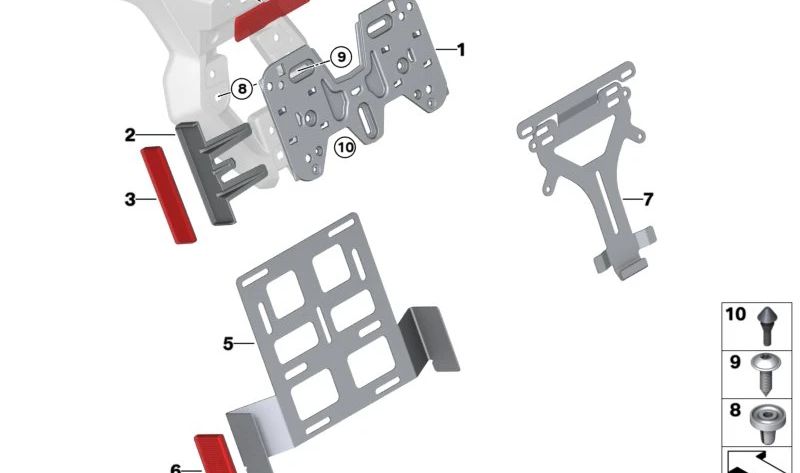 Adaptateur de plaque d'immatriculation OEM 63148564665 pour motos BMW R1200GS, R1250GS, S1000RR, F850GS, R nineT... et plus encore. BMW Motorrad d'origine.
