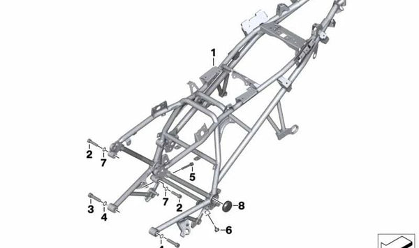 Cuadro trasero negro OEM 46518521840 para motos BMW R 1200 RT, R 900 RT. Original BMW Motorrad.