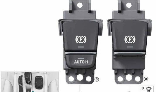 Interruptor freno de mano eléctrico/Auto-Hold OEM 61315A72FE2 para BMW G30, G31, F97, G01, G08, G08E, F98, G02. Original BMW.