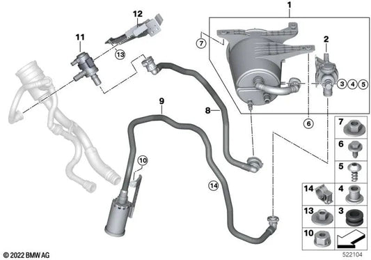 Aktiver Kohlenstofffilter für BMW 3 G20 -Serie, G21, 5 G30 -Serie, G38, 7 G11, G12, X3 G01 (OEM 16137356535). Original BMW.